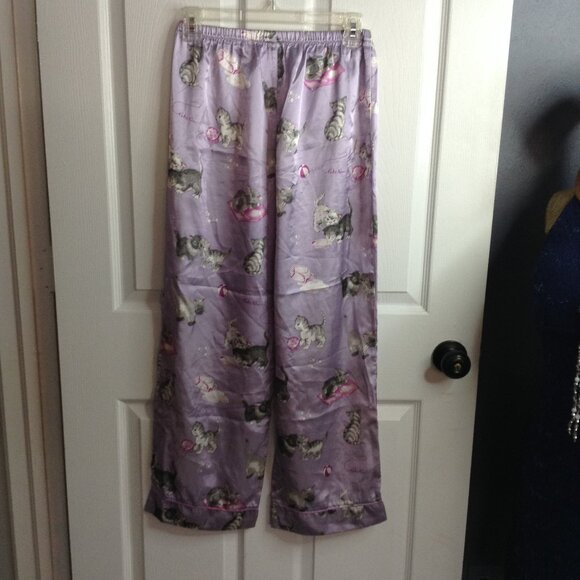 Nick & Nora PJ bottoms, satin, "XL" 14-16; elastic waist, kittens, Quality, Cute - Picture 2 of 3